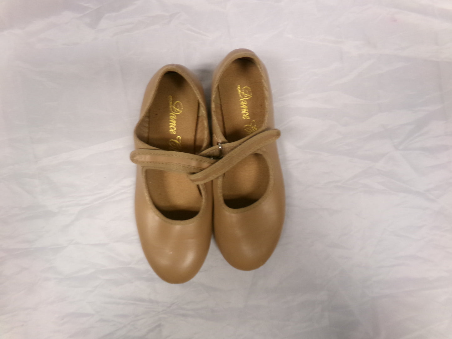 Pre-Owned Tap Shoes Dance Class Kids 2.5M Tan Mary Jane No Buckle