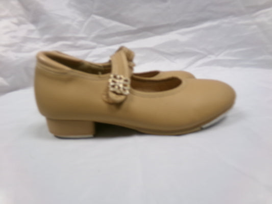 Pre-Owned Dance Tap Shoes Stelle Youth 1M Mary Jane easy Strap Tan