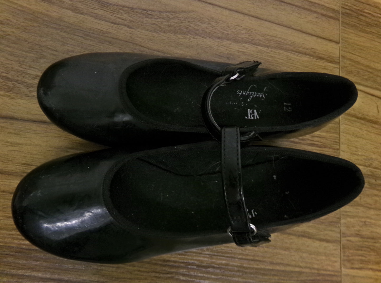 Pre-Owned Tan Tap Shoes ABT Kids 12 Mary Jane Patent Leather Loop Strap