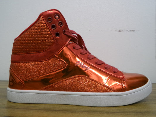 Pre-Owned Hip Hop Shoes Pastry Adult 9M High Tops Leather Red Matalic