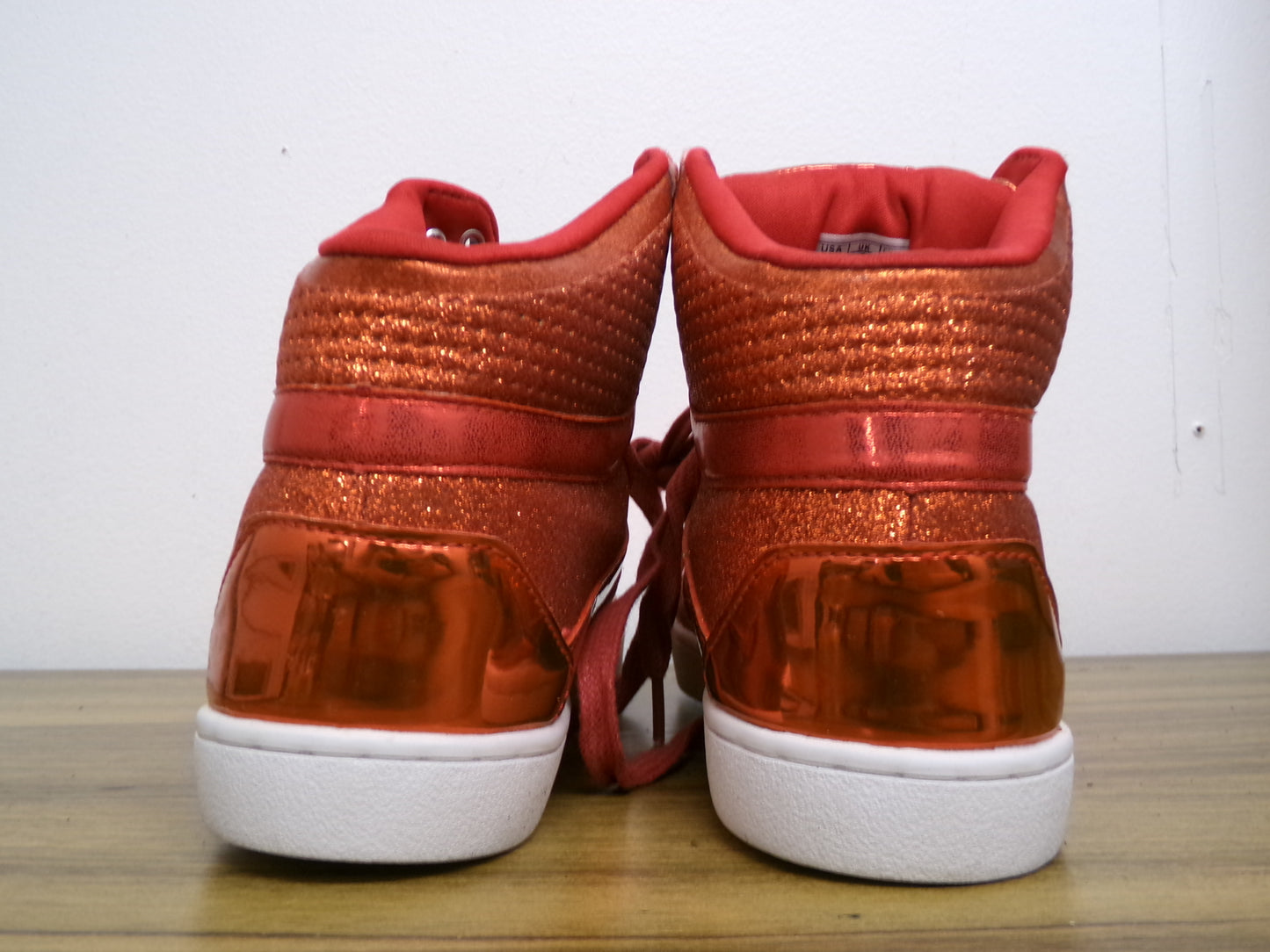 Pre-Owned Hip Hop Shoes Pastry Adult 9M High Tops Leather Red Matalic