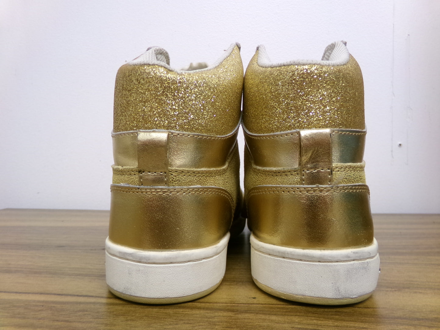 Pre-Owned Hip Hop Shoes Adult 6M Sneakers Pleather High Top Gold