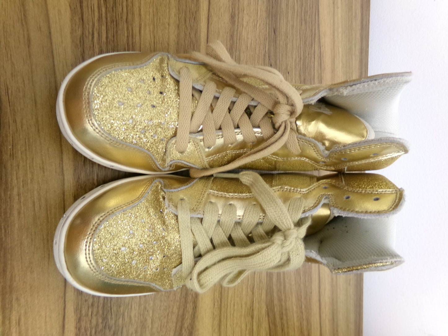 Pre-Owned Hip Hop Shoes Adult 6M Sneakers Pleather High Top Gold