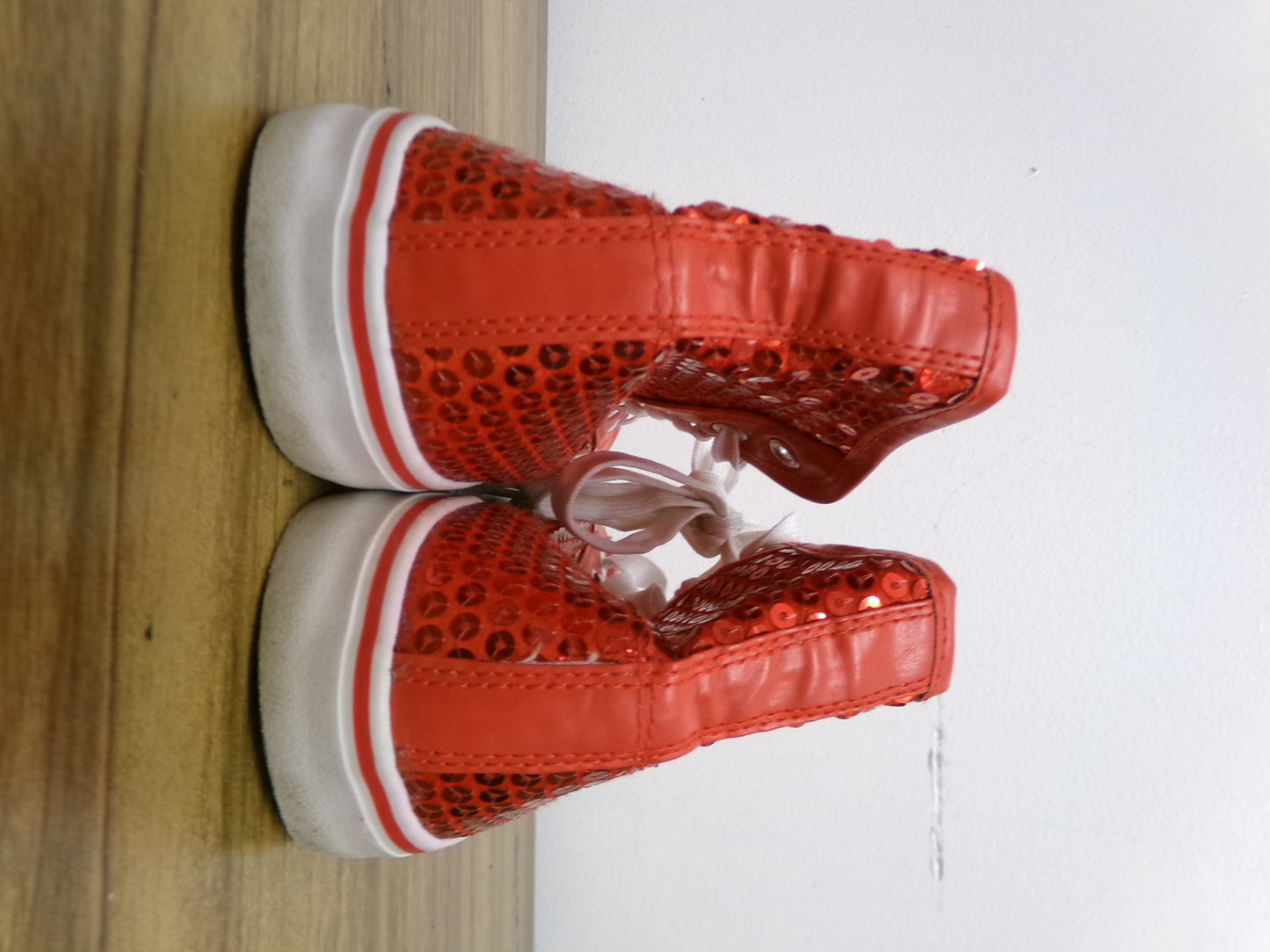 Shoes Hip Hop Balera WL6034 High Top Sequin Red 8M