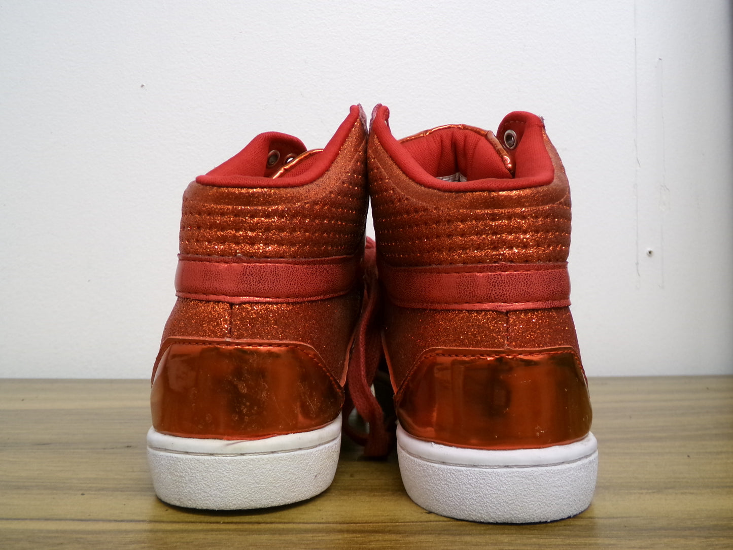 Pre-Owned Hip Hop Shoes Pastry Kids 2M High Tops Leather Red Matalic