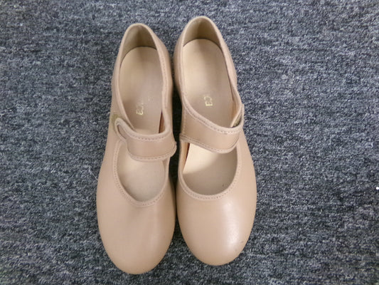 Pre-Owned Tap Shoes Youth 4.5M Tan So Danca TA38 Mary Jane Leather Loop Strap