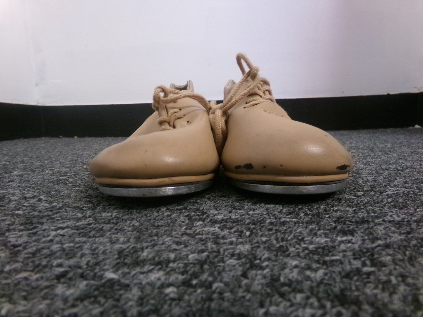 Dance Tap Shoes 12M Youth Capezio 443 Student Lace Up Tan Full Sole