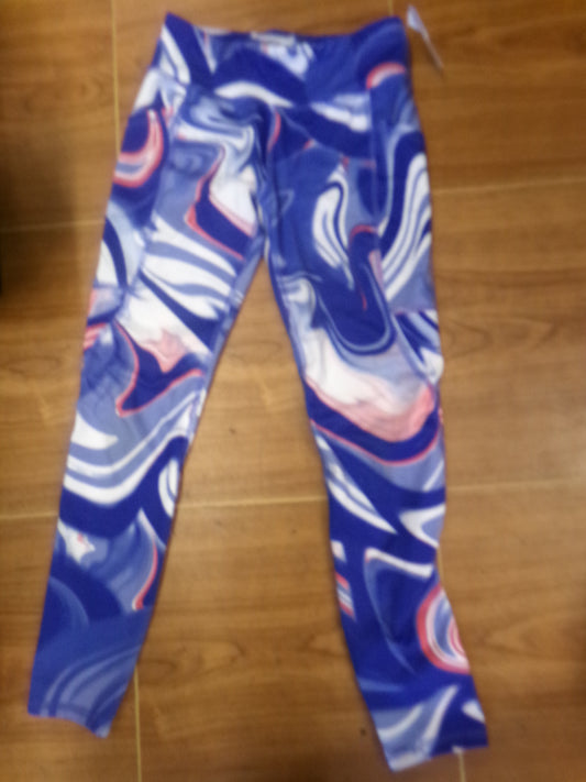 Pre-Owned Leggings Medium Child Blue Swirl Athletic Works Gymnastics
