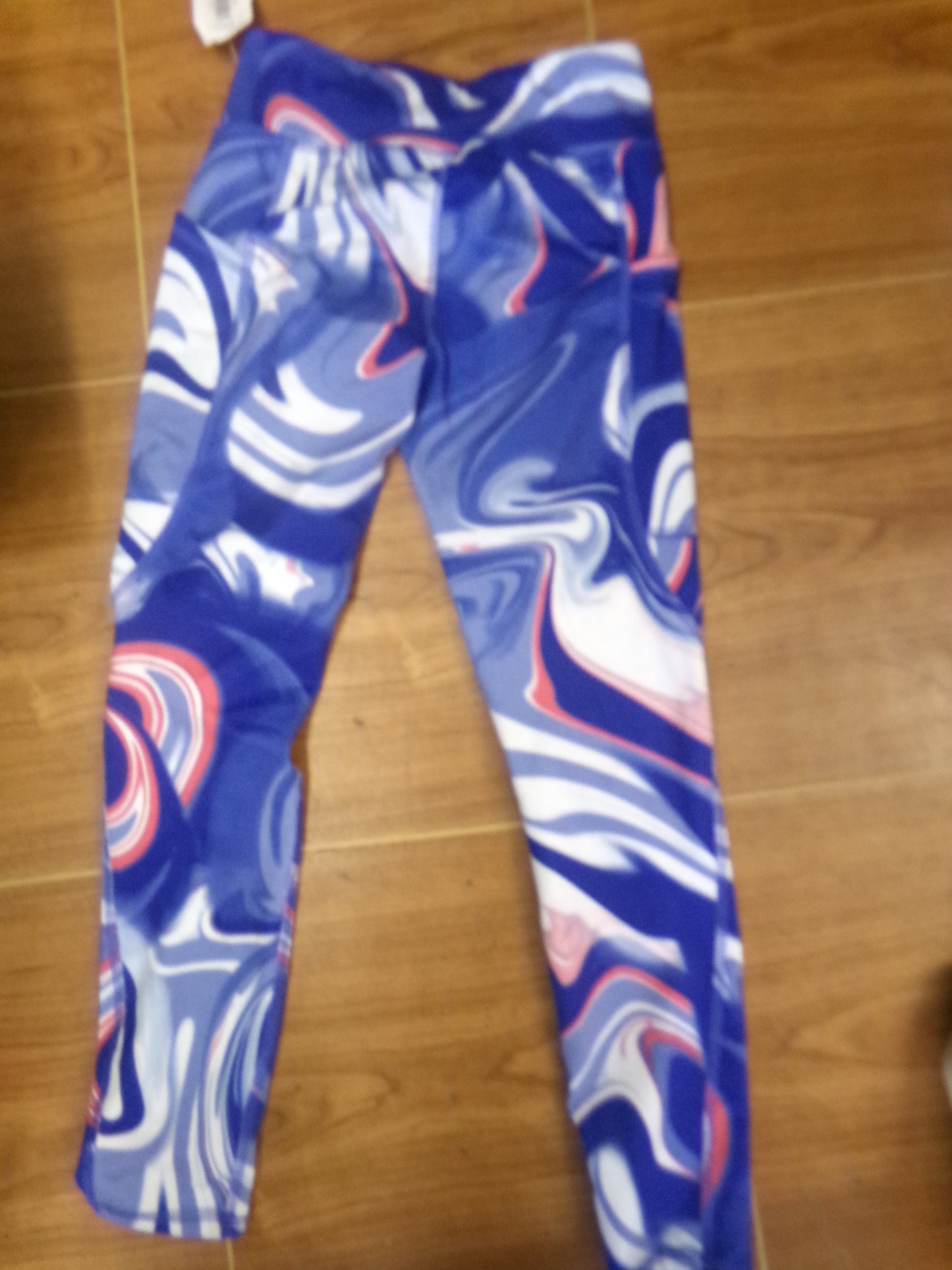 Pre-Owned Leggings Medium Child Blue Swirl Athletic Works Gymnastics