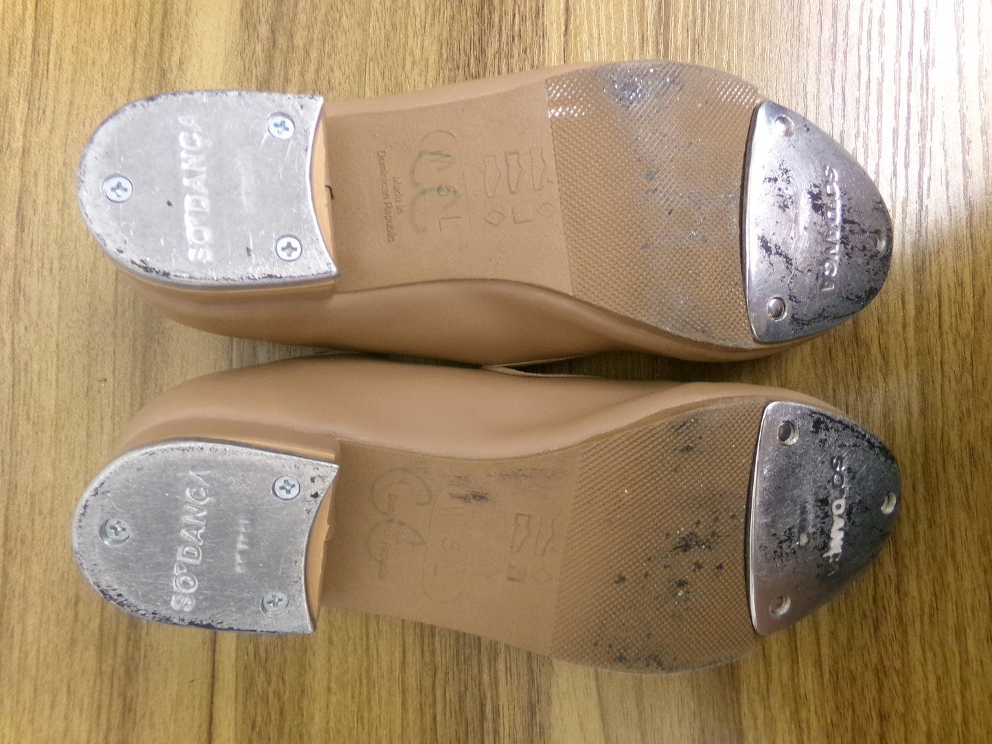 Dance Tap Shoes Youth 5W Tan So Danca TA38 Mary Jane Leather Loop Strap