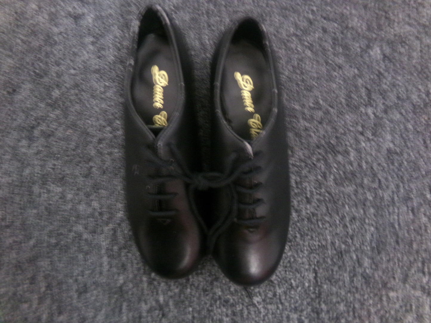 Pre-Owned Tap Shoes Dance Class 6M Oxford Leather Black Split Full Sole