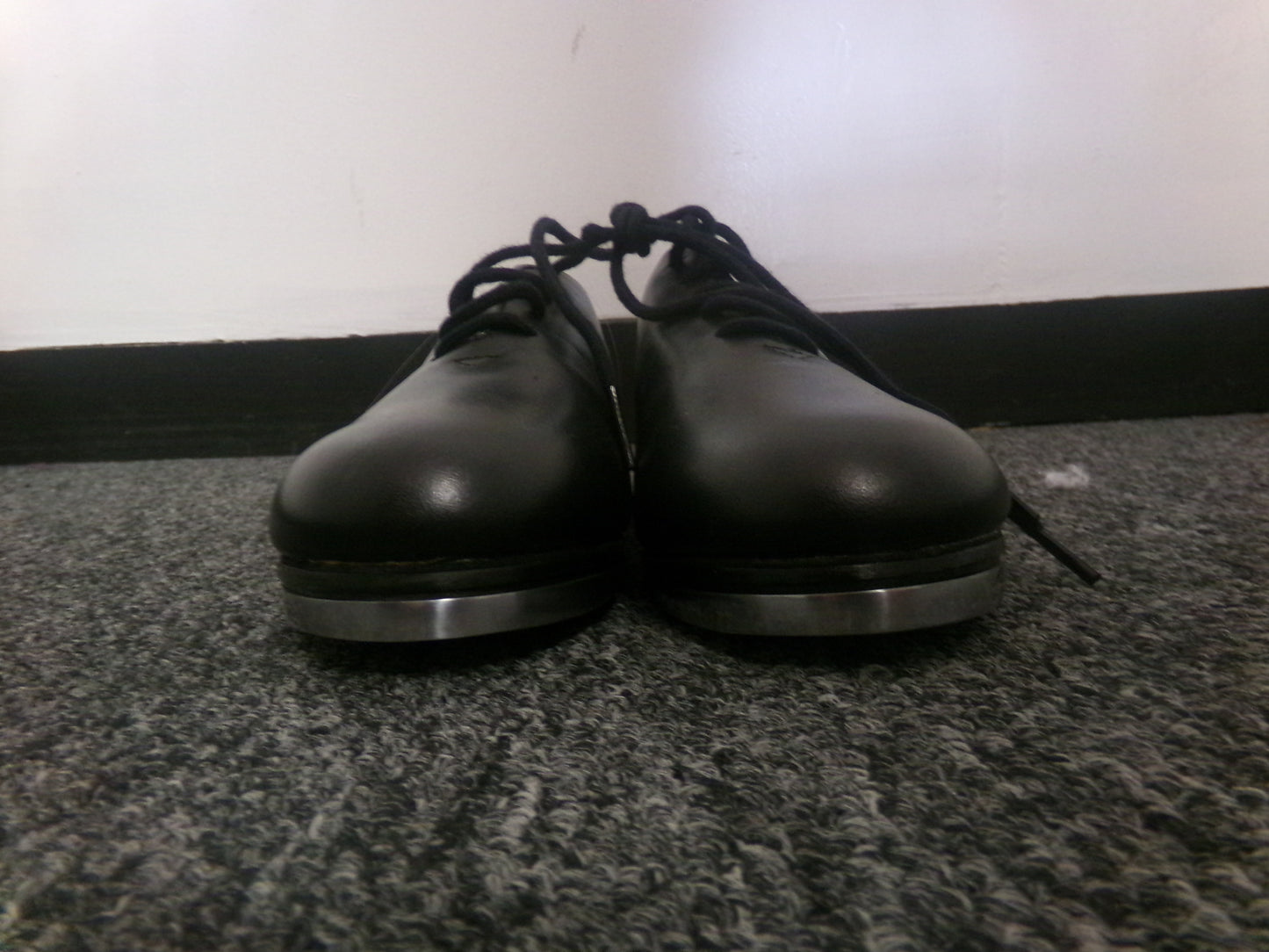 Pre-Owned Tap Shoes Dance Class 1.5M Oxford Leather Black Split Full Sole