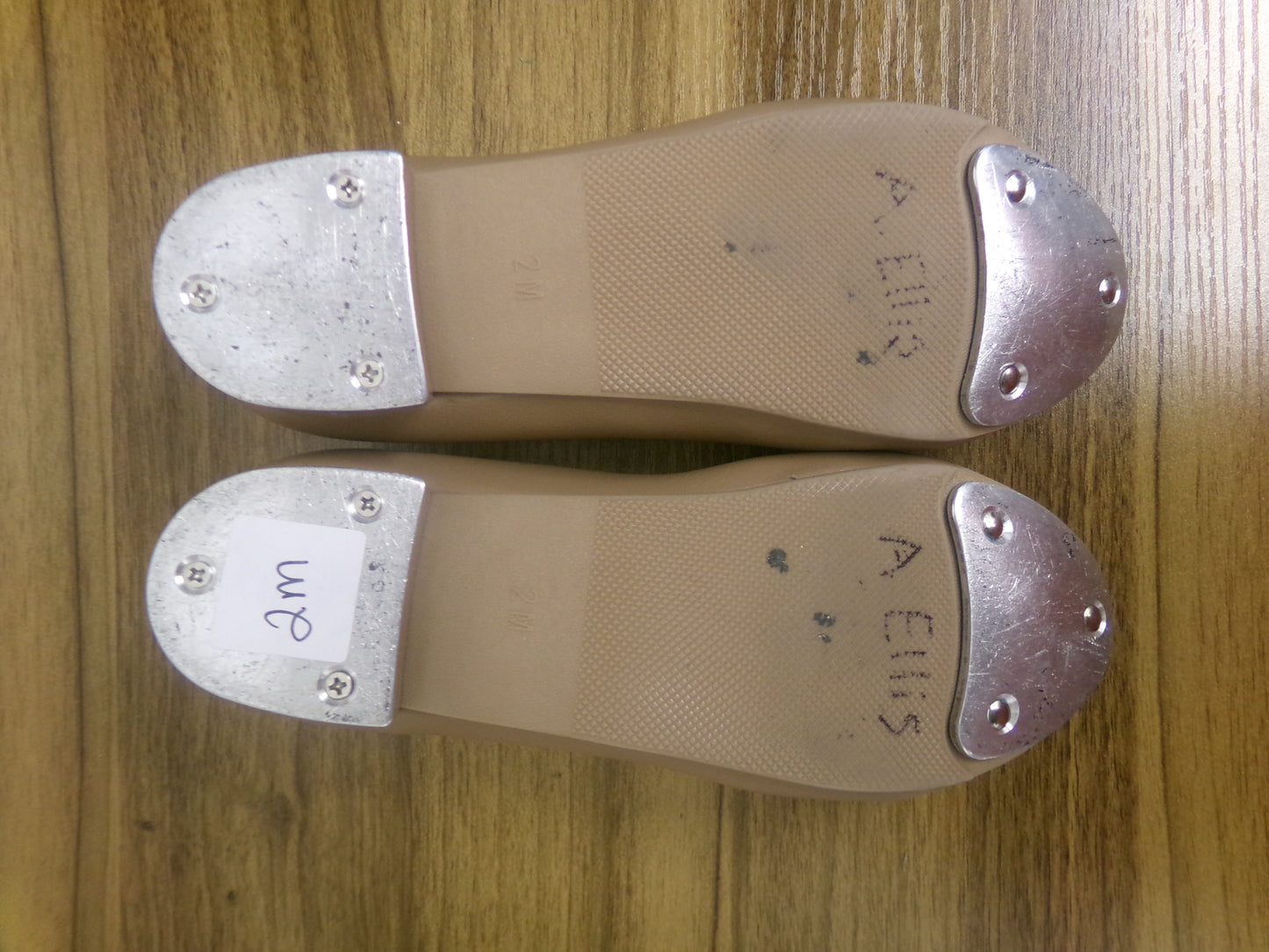 Dance Tap Shoes Danshuz 534 Toddler 2M Tan Mary Jane Easy Strap