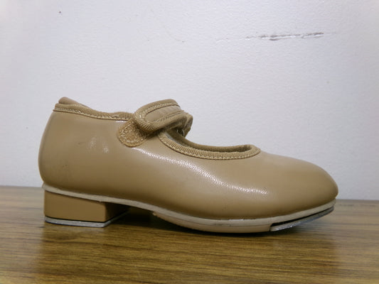Pre-Owned Tap Shoes Revolution Girls 13M Tan Mary Jane Leather Loop Strap
