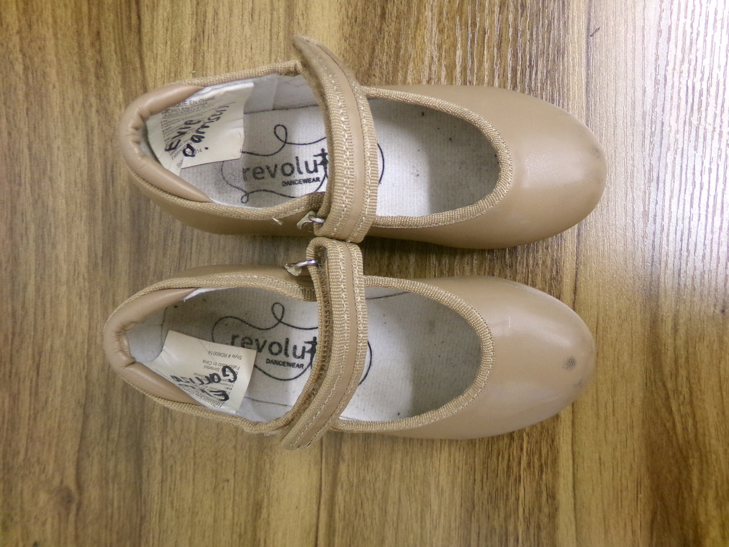 Pre-Owned Tap Shoes Revolution Girls 13M Tan Mary Jane Leather Loop Strap