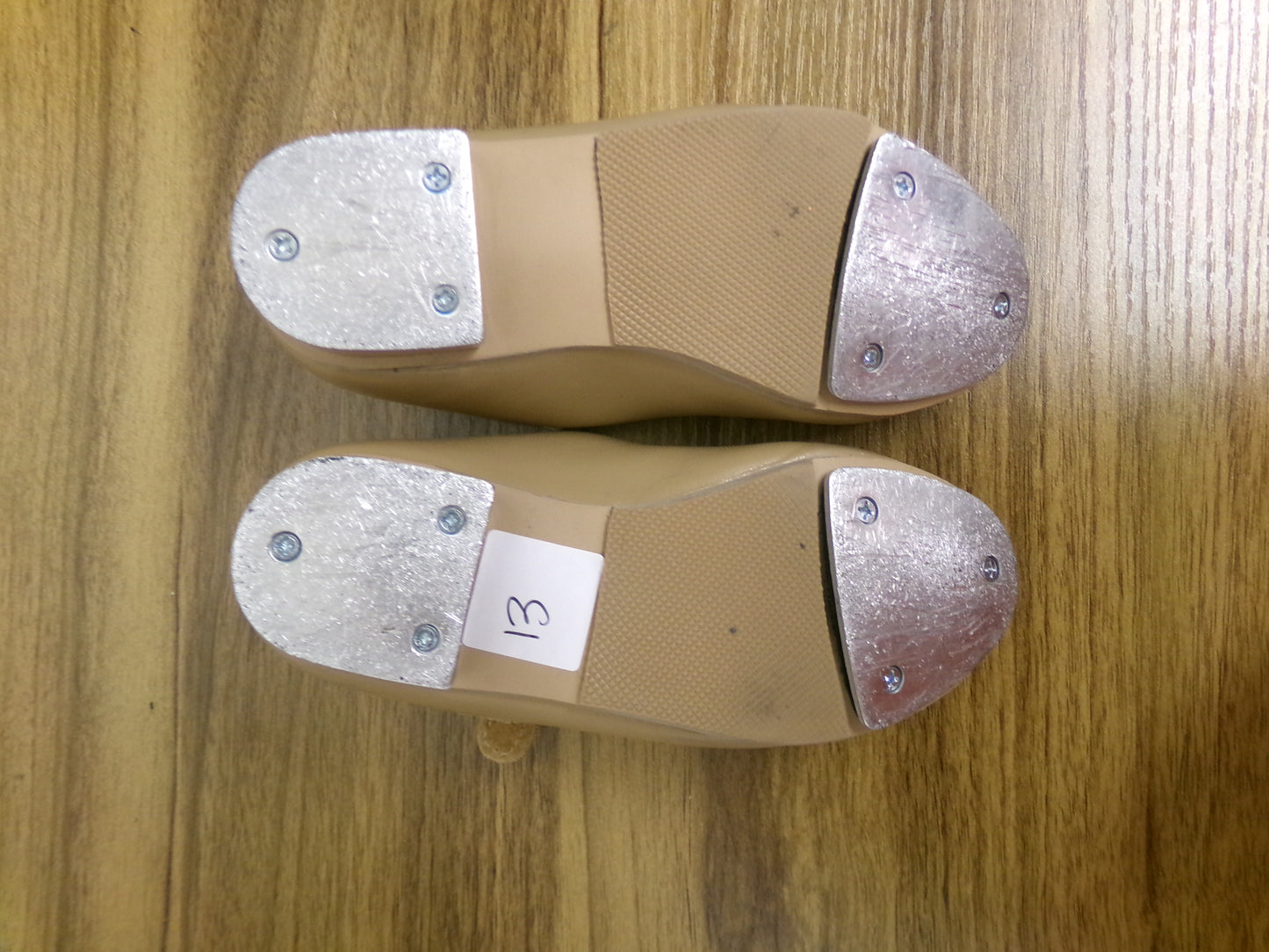 Pre-Owned Tap Shoes Revolution Girls 13M Tan Mary Jane Leather Loop Strap