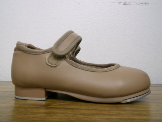 Pre-Owned Tap Shoes Danshuz 534 Girl's 7.5M Tan Mary Jane Easy Strap