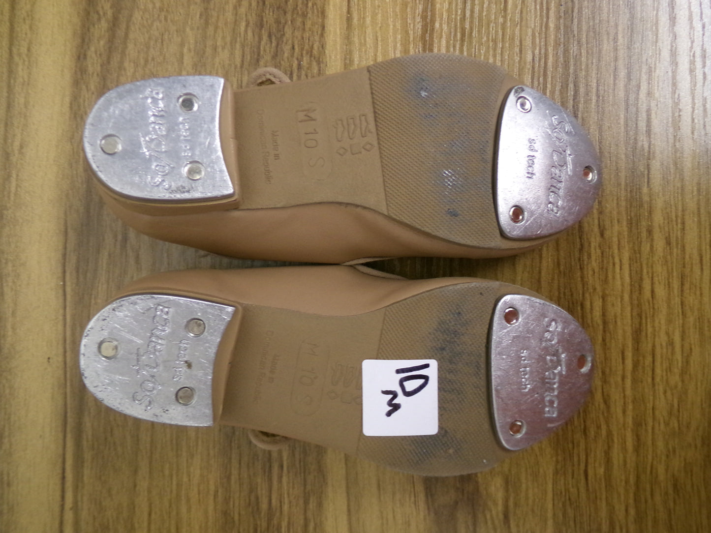 Pre-Owned Tap Shoes Youth 10M Tan So Danca TA38 Mary Jane Leather Loop Strap