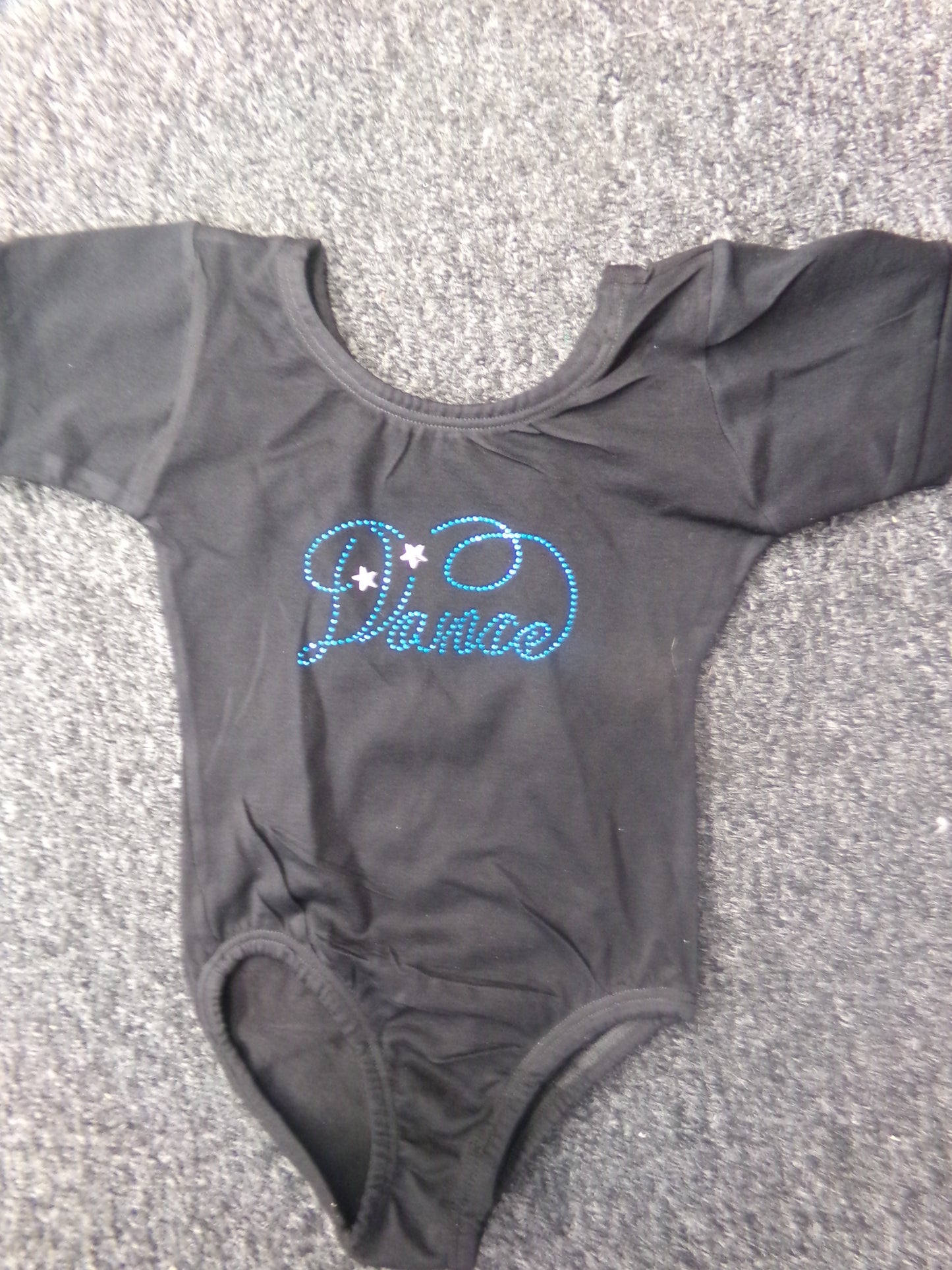 Pre-Owned Leotard Short Sleeve Dance Sparkle XS Child 2-4 Black Ballet Tap Jazz