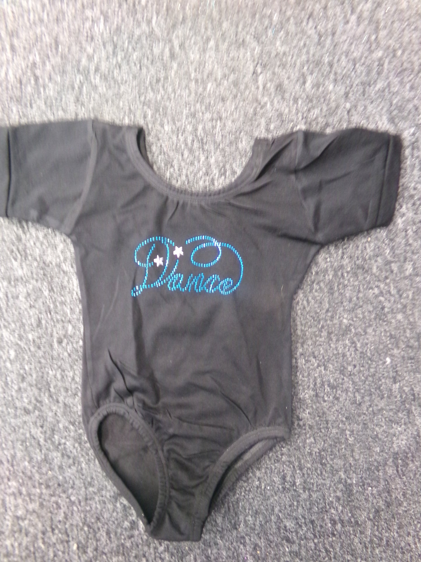 Pre-Owned Leotard Short Sleeve Dance Sparkle XS Child 2-4 Black Ballet Tap Jazz