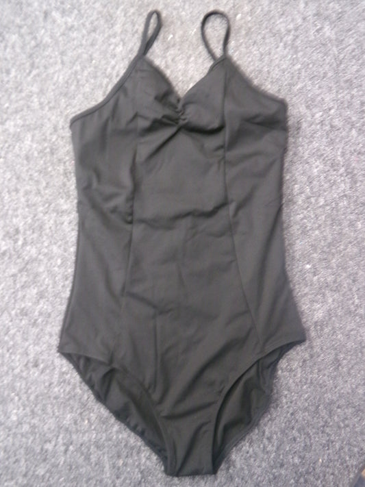 Pre-Owned Leotard Camisole with Mesh Large Adult Black Ballet Tap Jazz