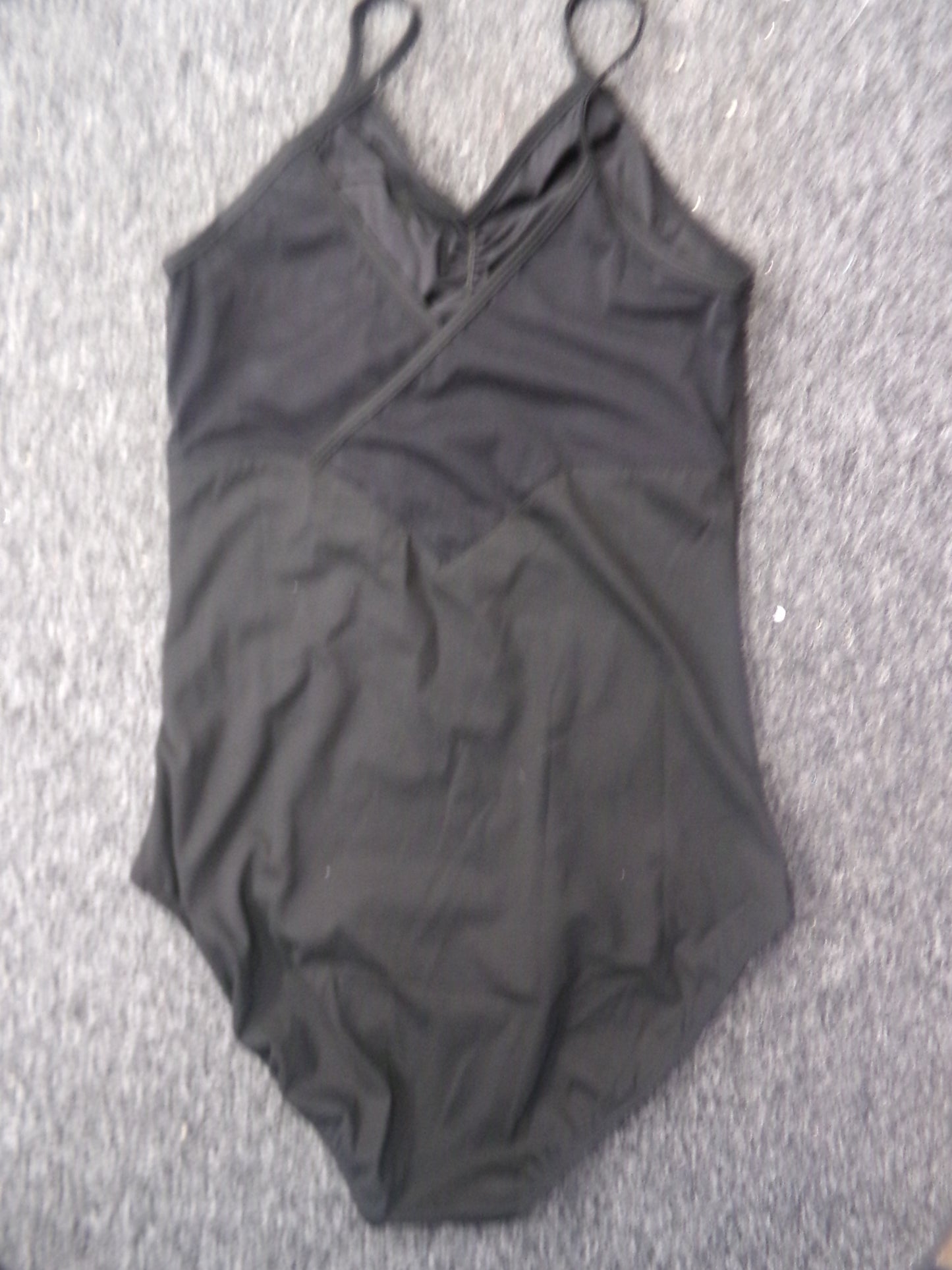 Pre-Owned Leotard Camisole with Mesh Large Adult Black Ballet Tap Jazz