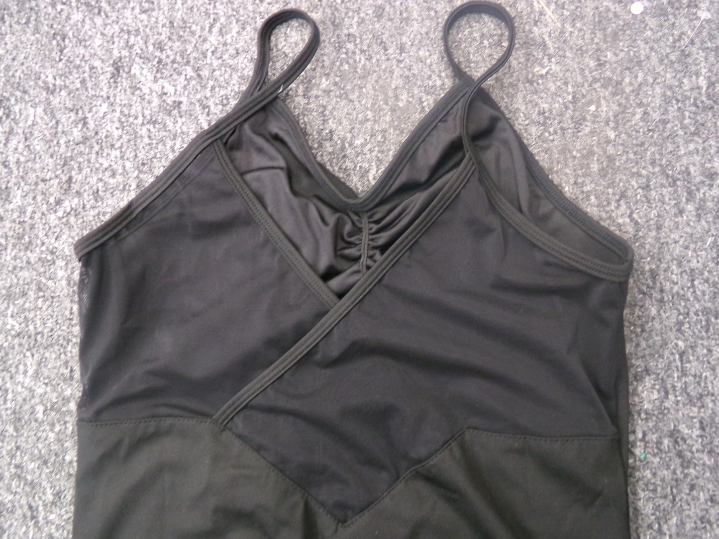 Pre-Owned Leotard Camisole with Mesh Large Adult Black Ballet Tap Jazz