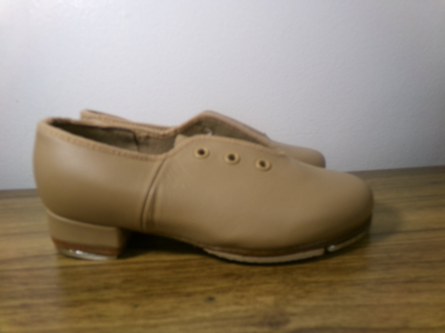 Pre-Owned Tap Shoes Bloch Adult 10M Tan Toddler Oxford Leather Lace Up Full Sole