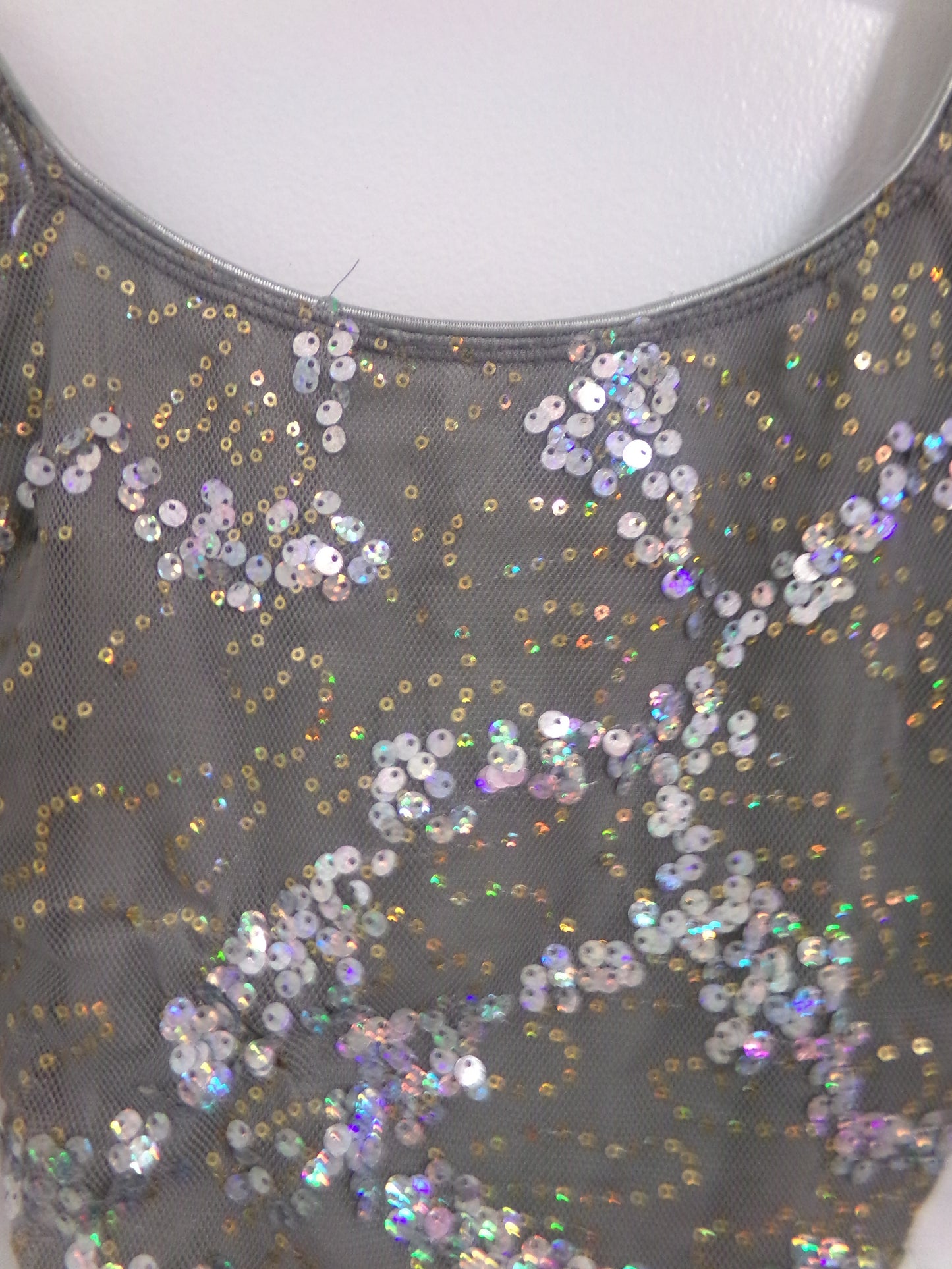 Pre-Owned Costume Small Adult Gray Revolution RC18644 Jazz Lyrical Ballet Tutu Long Sleeve Sequin