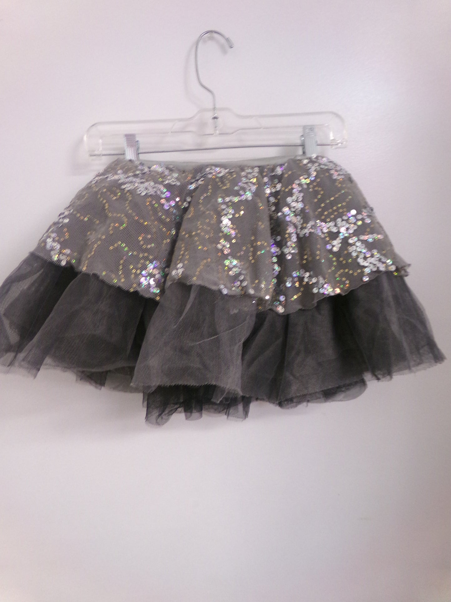 Pre-Owned Costume Small Adult Gray Revolution RC18644 Jazz Lyrical Ballet Tutu Long Sleeve Sequin