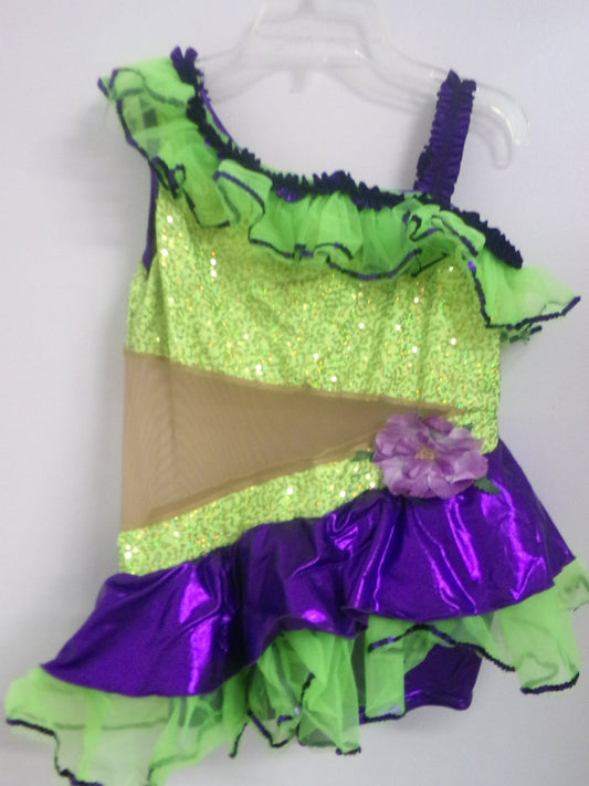 Pre-Owned Costume AWCT 18921 XL Child Green Ruffles Jazz Sequin Hula