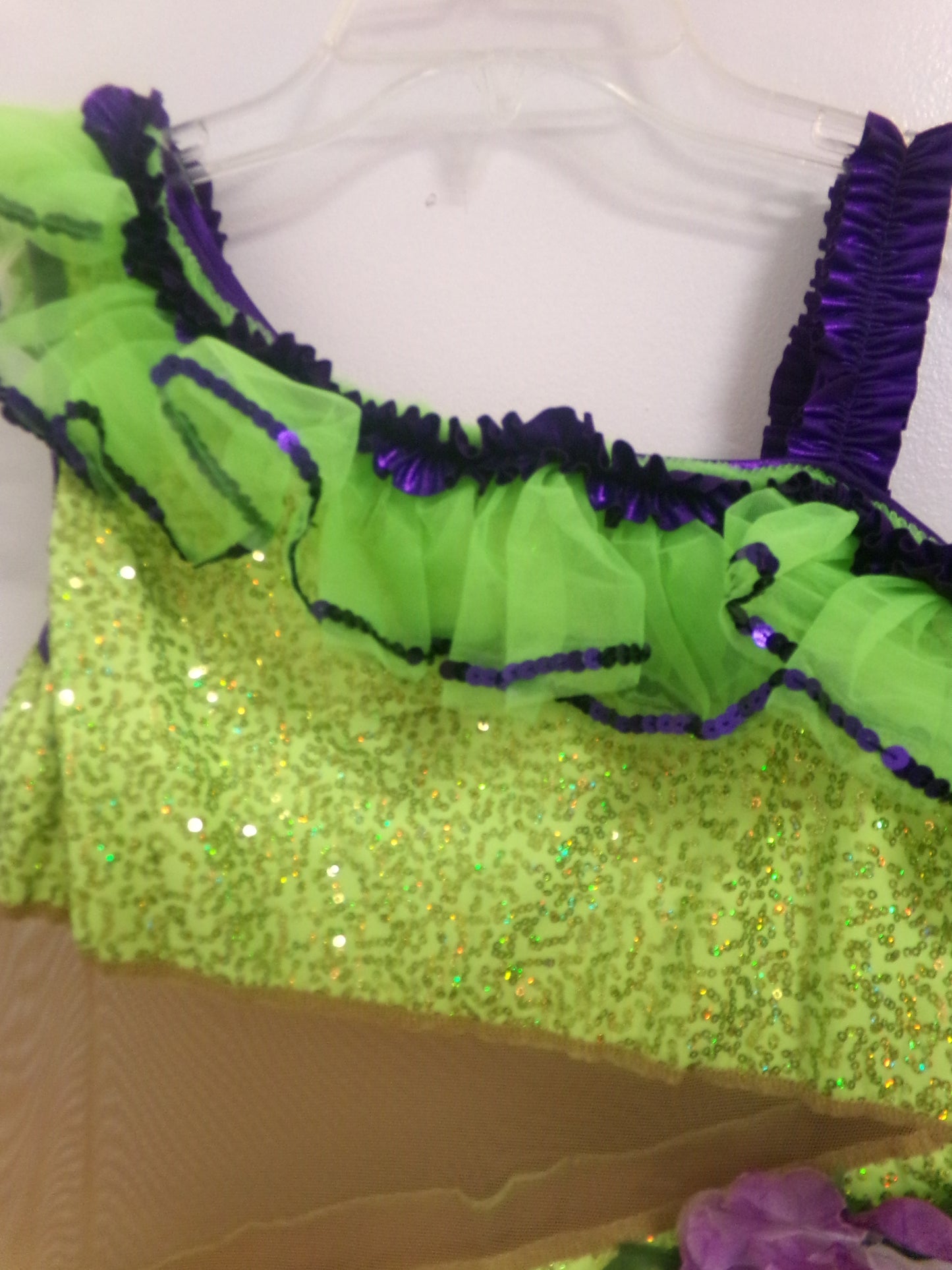Pre-Owned Costume AWCT 18921 XL Child Green Ruffles Jazz Sequin Hula