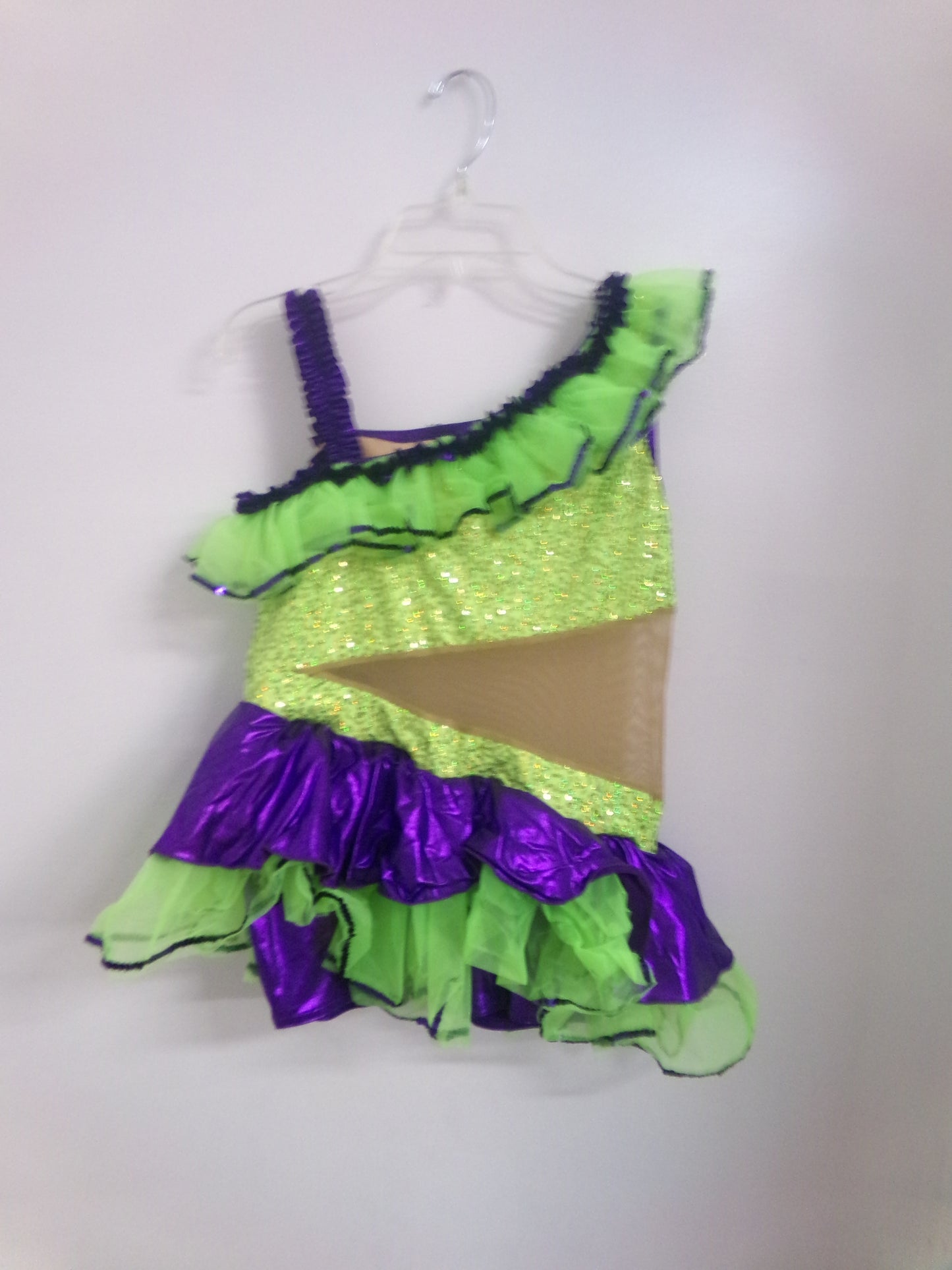 Pre-Owned Costume AWCT 18921 XL Child Green Ruffles Jazz Sequin Hula