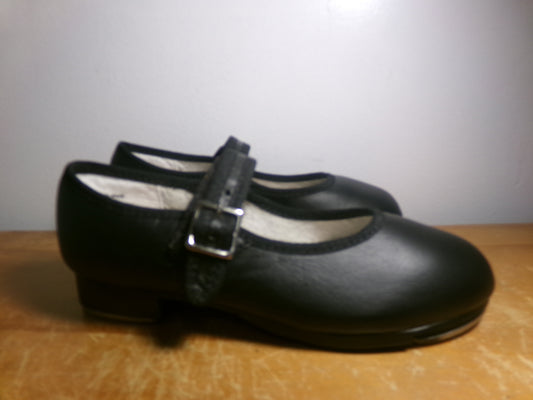 Pre-Owned Tap Shoes Capezio 3800 12M Kids Black Mary Jane Leather Easy Strap Student
