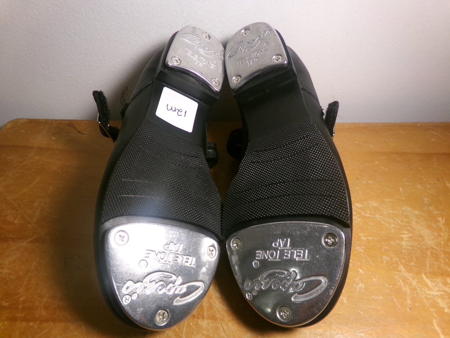 Pre-Owned Tap Shoes Capezio 3800 12M Kids Black Mary Jane Leather Easy Strap Student