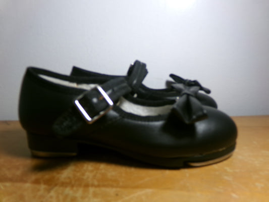 Pre-Owned Tap Shoes Capezio 3800 9M Little Kids Black Mary Jane Leather Easy Strap Student