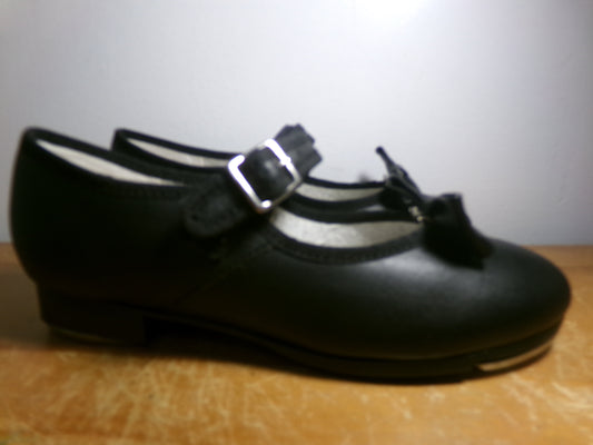 Pre-Owned Tap Shoes Capezio 3800 1M Kids Black Mary Jane Leather Easy Strap Student