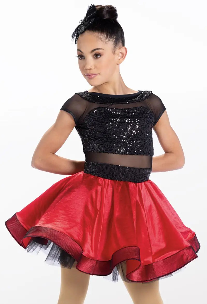 Pre-Owned Costume Weissman 10138 Medium Child Red Dress Jazz Sequin