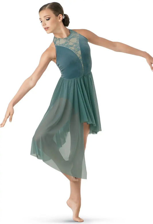 Pre-Owned Costume Small Adult Green Weissman 10162 Lyrical Contemporary Ballet Dress Lace Velvet