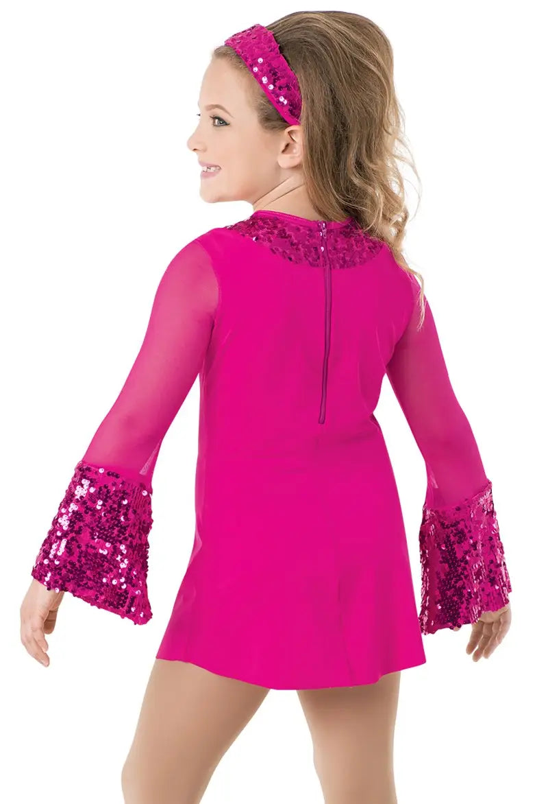 Pre-Owned Costume Weissman 10300 Large Child Purple Bell Sleeves Jazz Sequin Disco