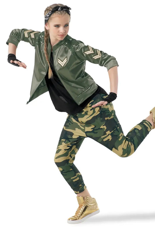 Pre-Owned Costume XL Child Green Weissman 10511 Hip Hop Tap Jazz Camo 3 pcs Cargo