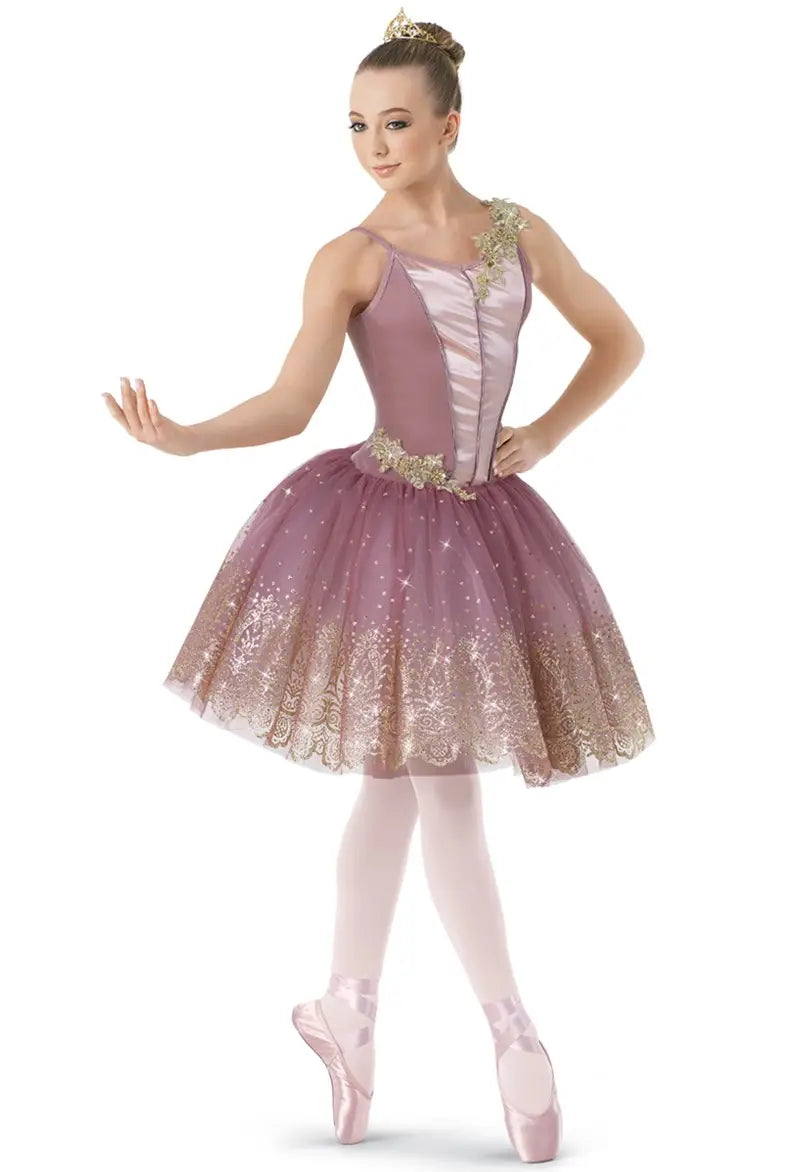 Pre-Owned Costume Small Child Pink Weissman 10608 Ballet Pointe YAGP Glitter Tutu Appliques
