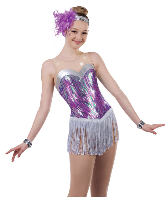 Pre-Owned Costume AWCT  V2452 4XL Adult Purple Fringe Jazz Tap Sequins