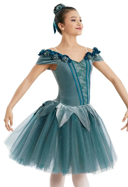 Pre-Owned Costume Medium Adult Green Weissman 11034 Ballet Pointe YAGP Velvet Tutu