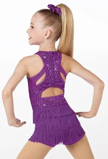 Pre-Owned Costume Weissman 11109 Small Adult Purple Fringe Skirt Jazz Sequin