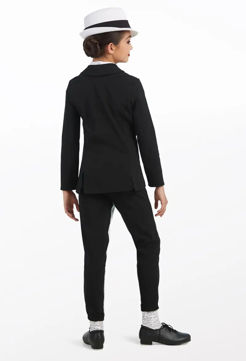 Pre-Owned Costume Large Child Black Weissman 11130 Tap Jazz Clogging Hip Hop Suit 2 pc Sequin