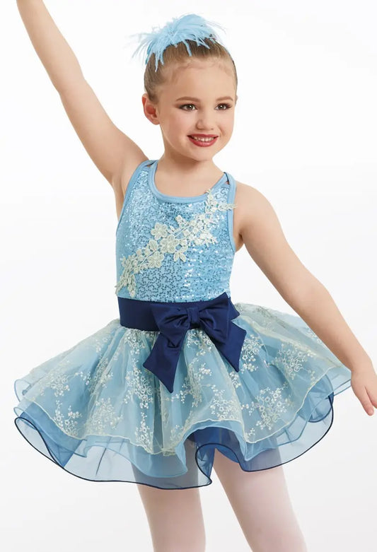 Pre-Owned Costume Weissman 11138 Small Child Blue Front Bow Ballet Sequin