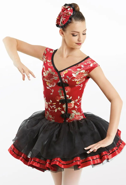 Pre-Owned Costume Intermediate Child Red Weissman 11144 Ballet Pointe Asian Lace Tutu Sequin
