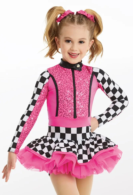 Pre-Owned Costume Weissman 11178 6x-7 Child Pink Skirt Hip Hop Sequin Racecar