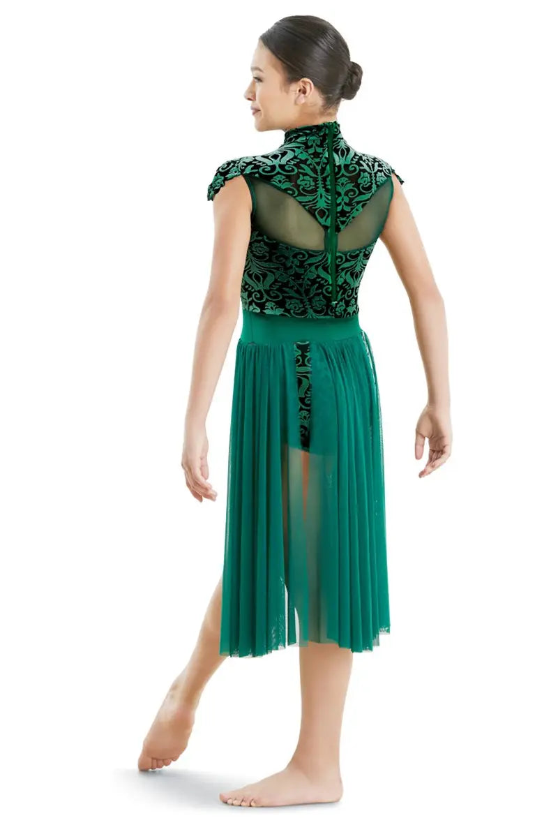Pre-Owned Costume Medium Adult Black Weissman 11291 Lyrical Contemporary Damask Velvet Dress